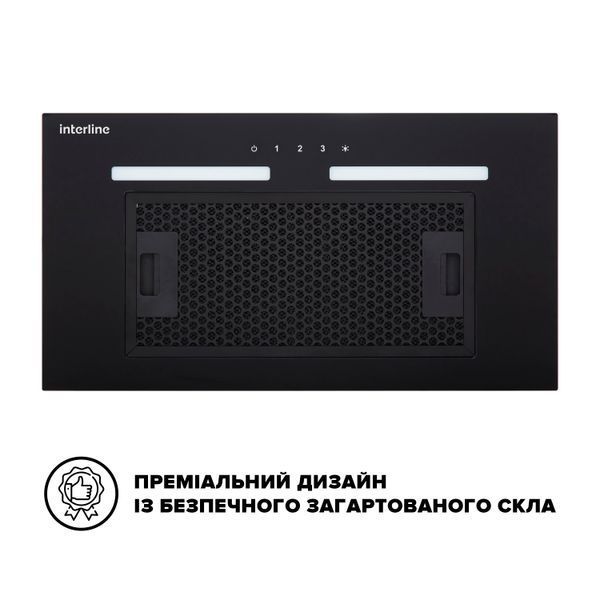 Витяжка INTERLINE SWAY BL A/60 GL/S (повновбудована, 55 см, 1000 м&sup3;/год, чорна) SWAY BL A/60 GL/S фото