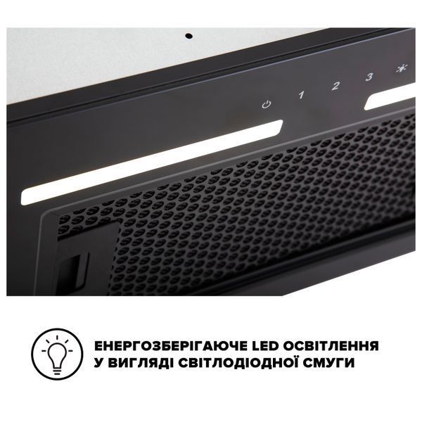Витяжка INTERLINE SWAY BL A/60 GL/S (повновбудована, 55 см, 1000 м&sup3;/год, чорна) SWAY BL A/60 GL/S фото