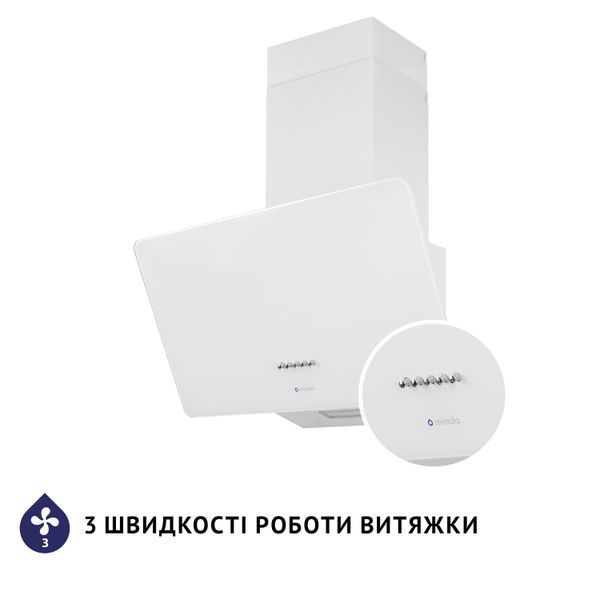 Витяжка Minola HDN 6224 WH 700 LED (похила, 60 см, 700 м&sup3;/год, скло, біла) HDN 6224 WH 700 LED фото
