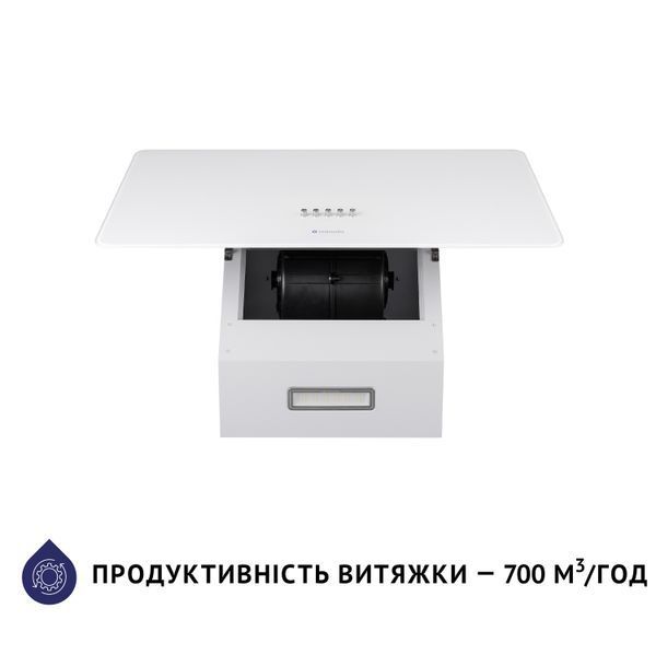 Витяжка Minola HDN 6224 WH 700 LED (похила, 60 см, 700 м&sup3;/год, скло, біла) HDN 6224 WH 700 LED фото