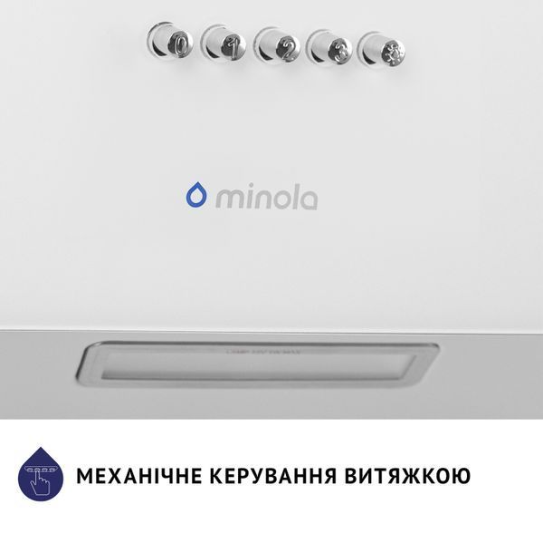 Витяжка Minola HDN 6224 WH 700 LED (похила, 60 см, 700 м&sup3;/год, скло, біла) HDN 6224 WH 700 LED фото
