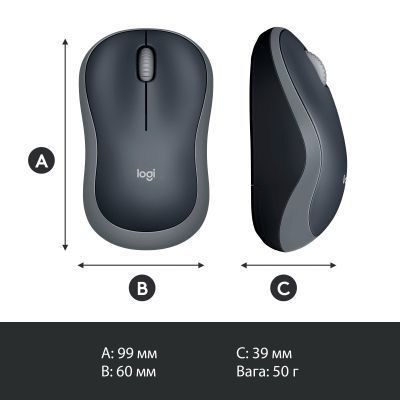 Мишка Logitech M185 Cordless 910-002238 Gray 910-002238 Gray фото