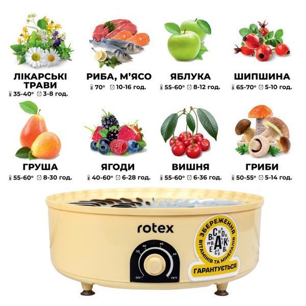 Сушарка для фруктів Rotex RD660-Y (+лоток для пастили) RD660-Y фото