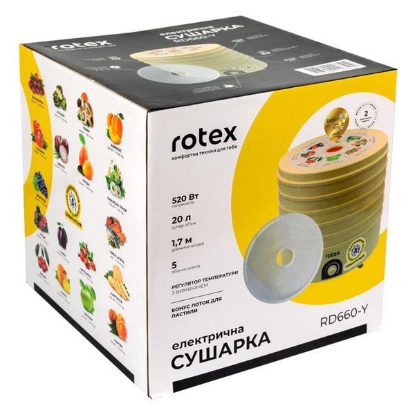 Сушарка для фруктів Rotex RD660-Y (+лоток для пастили) RD660-Y фото